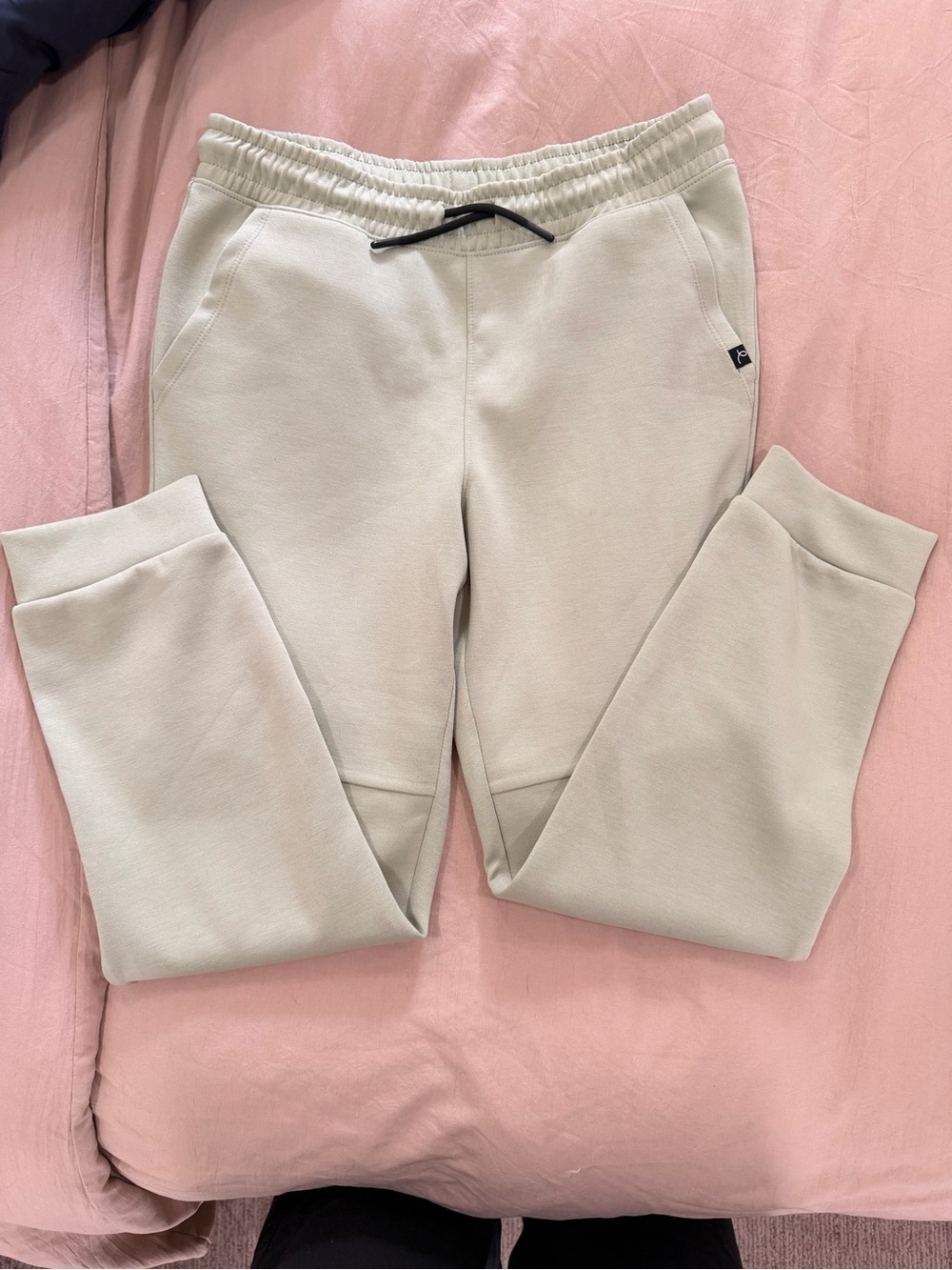 Kids Neutral Sage Green Jogger Pants with Drawstring